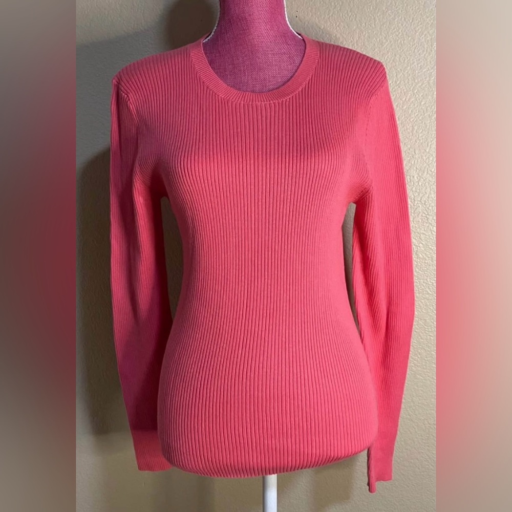 Moda International Vibrant Coral Knit Sweater top